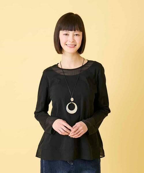 HIROKO BIS GRANDE / ヒロコビス グランデ カットソー | 【大きいサイズ】異素材ドッキングカットソー | 詳細6