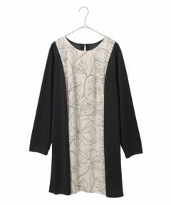 HIROKO BIS GRANDE / ヒロコビス グランデ ロング・マキシ丈スカート | 【大きいサイズ】ボタニカルモチーフ異素材チュニック