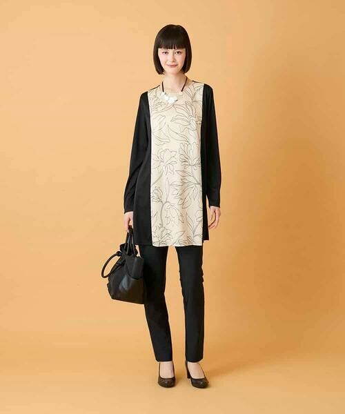 HIROKO BIS GRANDE / ヒロコビス グランデ ロング・マキシ丈スカート | 【大きいサイズ】ボタニカルモチーフ異素材チュニック | 詳細10