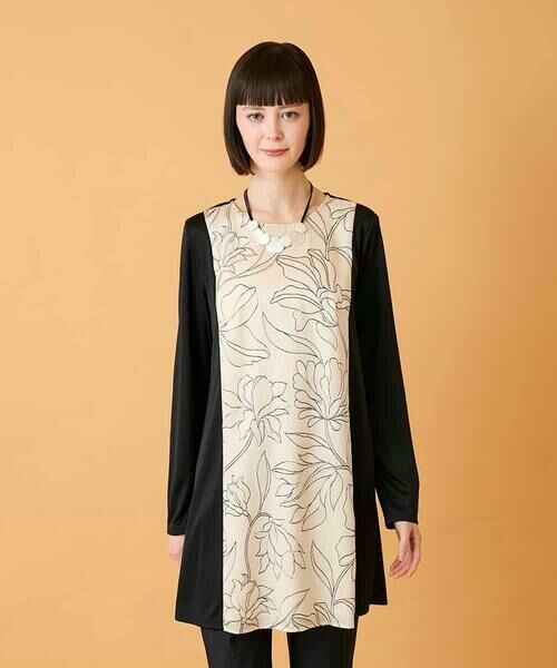 HIROKO BIS GRANDE / ヒロコビス グランデ ロング・マキシ丈スカート | 【大きいサイズ】ボタニカルモチーフ異素材チュニック | 詳細6