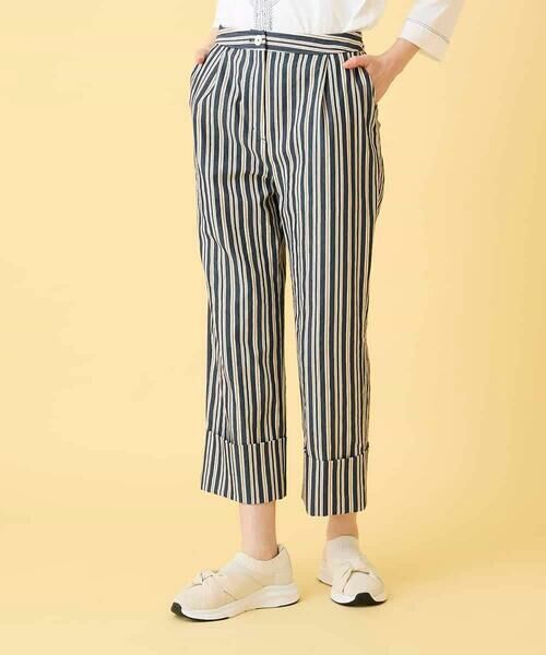 HIROKO BIS GRANDE / ヒロコビス グランデ ショート・ハーフ・半端丈パンツ | 【大きいサイズ】ストライプクロップドパンツ | 詳細11