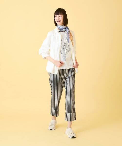 HIROKO BIS GRANDE / ヒロコビス グランデ ショート・ハーフ・半端丈パンツ | 【大きいサイズ】ストライプクロップドパンツ /洗える | 詳細15