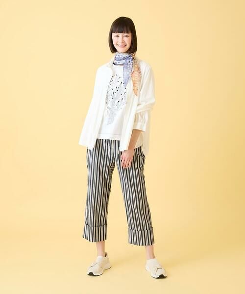 HIROKO BIS GRANDE / ヒロコビス グランデ ショート・ハーフ・半端丈パンツ | 【大きいサイズ】ストライプクロップドパンツ /洗える | 詳細16