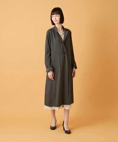 HIROKO BIS GRANDE / ヒロコビス グランデ その他アウター | 【大きいサイズ】ドレープワッシャーロング丈コート | 詳細12