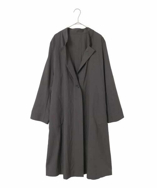 HIROKO BIS GRANDE / ヒロコビス グランデ その他アウター | 【大きいサイズ】ドレープワッシャーロング丈コート（ダークグレー）