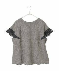 HIROKO BIS GRANDE / ヒロコビス グランデ シャツ・ブラウス | 【大きいサイズ】ツイーディーメッシュプルオーバーブラウス