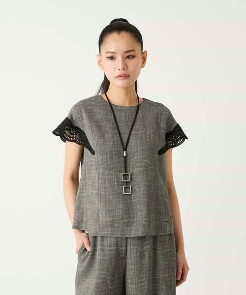 HIROKO BIS GRANDE / ヒロコビス グランデ シャツ・ブラウス | 【大きいサイズ】ツイーディーメッシュプルオーバーブラウス | 詳細6