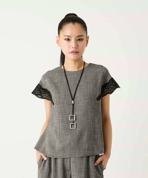 HIROKO BIS GRANDE / ヒロコビス グランデ シャツ・ブラウス | 【大きいサイズ】ツイーディーメッシュプルオーバーブラウス | 詳細9