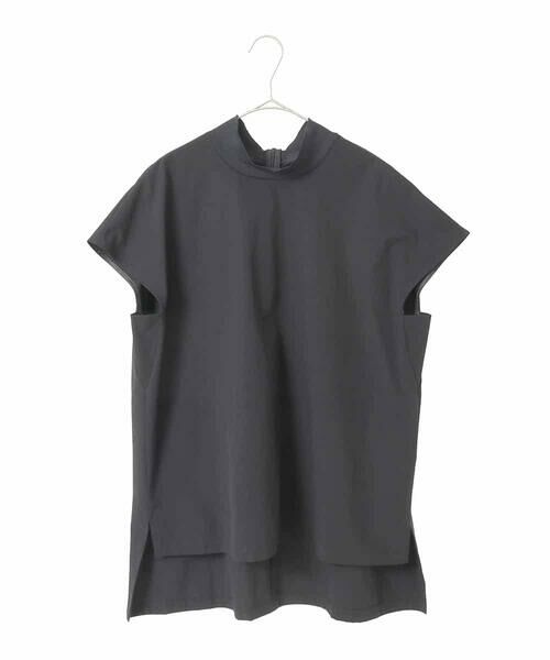 HIROKO BIS GRANDE / ヒロコビス グランデ カットソー | 【大きいサイズ】リブネックフレンチスリーブプルオーバー（ブラック）