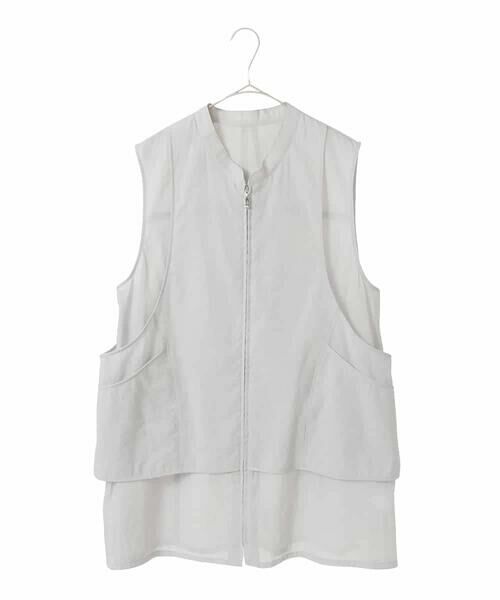 HIROKO BIS GRANDE / ヒロコビス グランデ ベスト | 【大きいサイズ】レイヤード風デザインジレ（ライトグレー）
