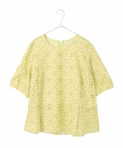 HIROKO BIS GRANDE / ヒロコビス グランデ シャツ・ブラウス | 【大きいサイズ】アイレット刺繍タックヘムブラウス