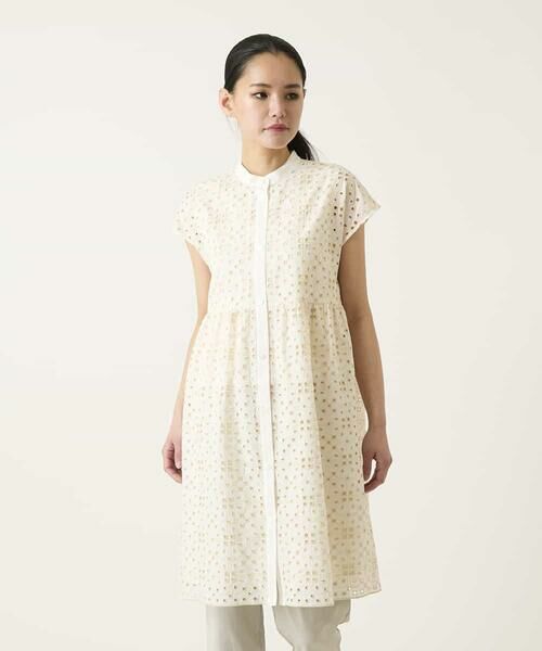 HIROKO BIS GRANDE / ヒロコビス グランデ チュニック | 【大きいサイズ】アイレット刺繍フレンチスリーブチュニックブラウス | 詳細10