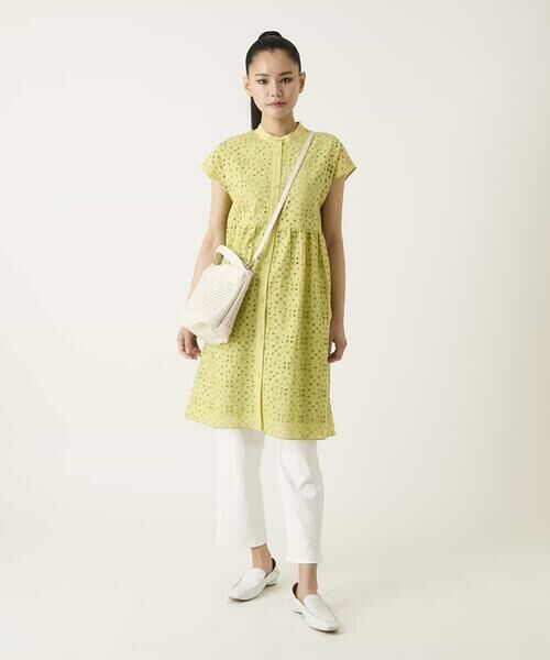 HIROKO BIS GRANDE / ヒロコビス グランデ チュニック | 【大きいサイズ】アイレット刺繍フレンチスリーブチュニックブラウス | 詳細15