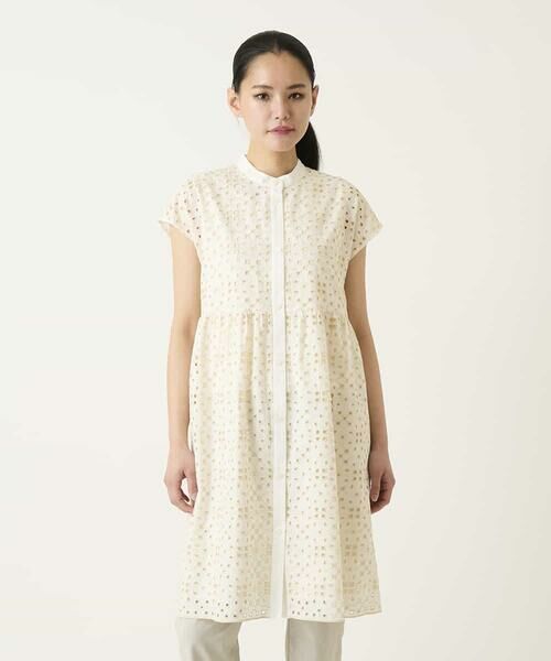 HIROKO BIS GRANDE / ヒロコビス グランデ チュニック | 【大きいサイズ】アイレット刺繍フレンチスリーブチュニックブラウス | 詳細7