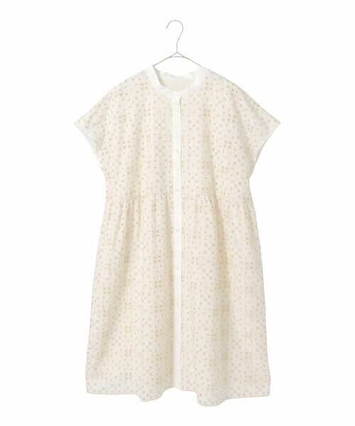 HIROKO BIS GRANDE / ヒロコビス グランデ チュニック | 【大きいサイズ】アイレット刺繍フレンチスリーブチュニックブラウス（アイボリー）