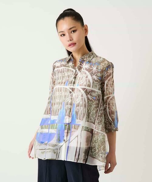HIROKO BIS GRANDE / ヒロコビス グランデ シャツ・ブラウス | 【大きいサイズ】アートプリントオーガンジーブラウス | 詳細6