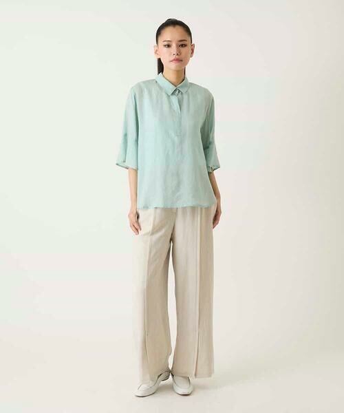 HIROKO BIS GRANDE / ヒロコビス グランデ シャツ・ブラウス | 【大きいサイズ】フレアスリーブ麻ブラウス | 詳細12