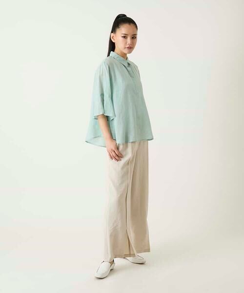 HIROKO BIS GRANDE / ヒロコビス グランデ シャツ・ブラウス | 【大きいサイズ】フレアスリーブ麻ブラウス | 詳細13