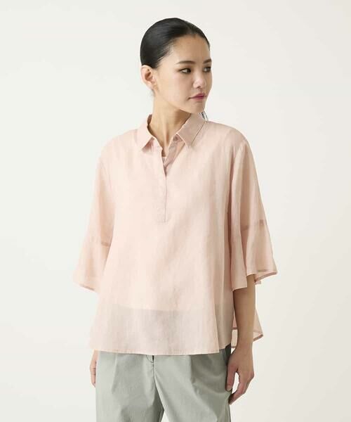 HIROKO BIS GRANDE / ヒロコビス グランデ シャツ・ブラウス | 【大きいサイズ】フレアスリーブ麻ブラウス | 詳細7