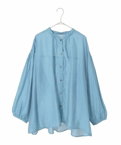 HIROKO BIS GRANDE / ヒロコビス グランデ シャツ・ブラウス | 【大きいサイズ】コードストライプシアーブラウス（ライトブルー）