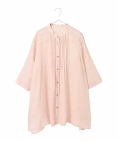 HIROKO BIS GRANDE / ヒロコビス グランデ チュニック | 【大きいサイズ】ピンタックフレア麻ブラウス