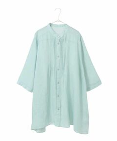 HIROKO BIS GRANDE / ヒロコビス グランデ チュニック | 【大きいサイズ】ピンタックフレア麻ブラウス