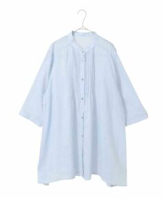 HIROKO BIS GRANDE / ヒロコビス グランデ チュニック | 【大きいサイズ】ピンタックフレア麻ブラウス