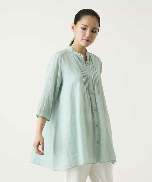 HIROKO BIS GRANDE / ヒロコビス グランデ チュニック | 【大きいサイズ】ピンタックフレア麻ブラウス | 詳細11