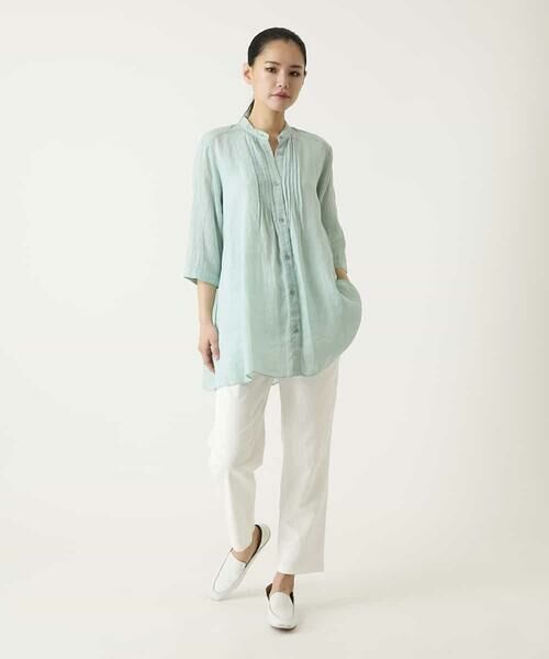 HIROKO BIS GRANDE / ヒロコビス グランデ チュニック | 【大きいサイズ】ピンタックフレア麻ブラウス | 詳細13