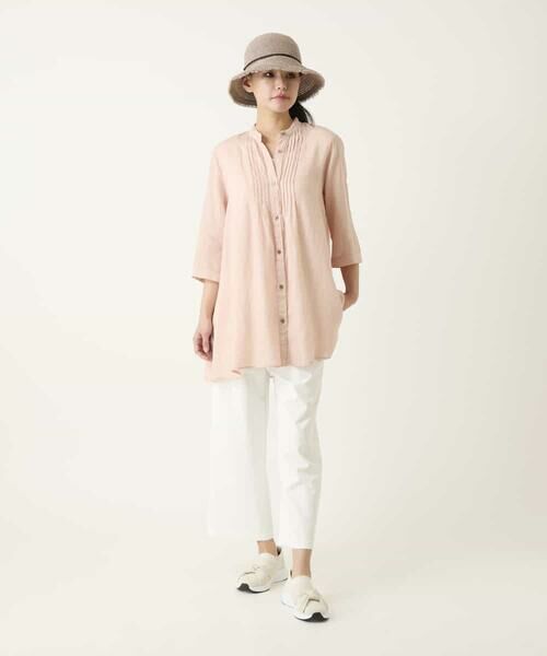 HIROKO BIS GRANDE / ヒロコビス グランデ チュニック | 【大きいサイズ】ピンタックフレア麻ブラウス | 詳細16