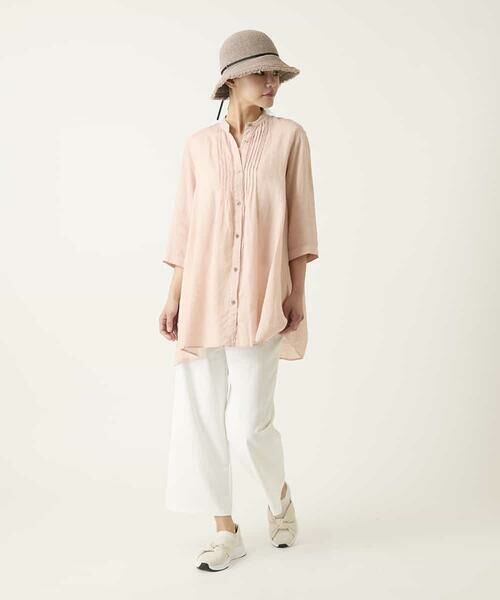 HIROKO BIS GRANDE / ヒロコビス グランデ チュニック | 【大きいサイズ】ピンタックフレア麻ブラウス | 詳細17