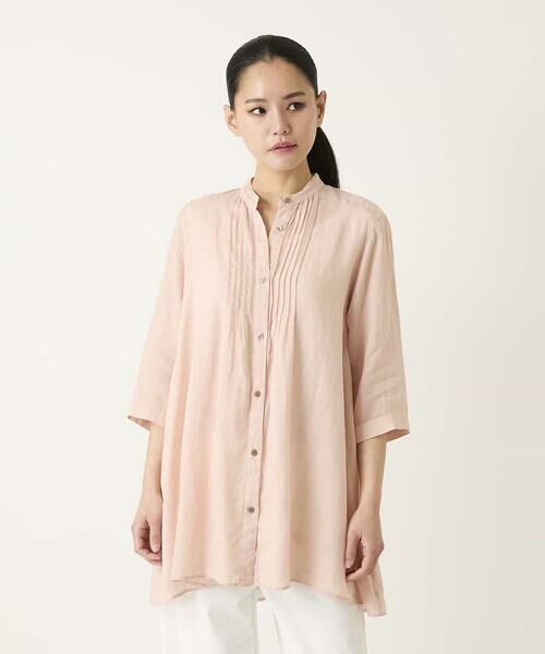 HIROKO BIS GRANDE / ヒロコビス グランデ チュニック | 【大きいサイズ】ピンタックフレア麻ブラウス | 詳細7