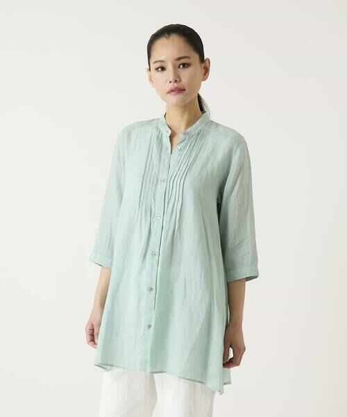 HIROKO BIS GRANDE / ヒロコビス グランデ チュニック | 【大きいサイズ】ピンタックフレア麻ブラウス | 詳細8