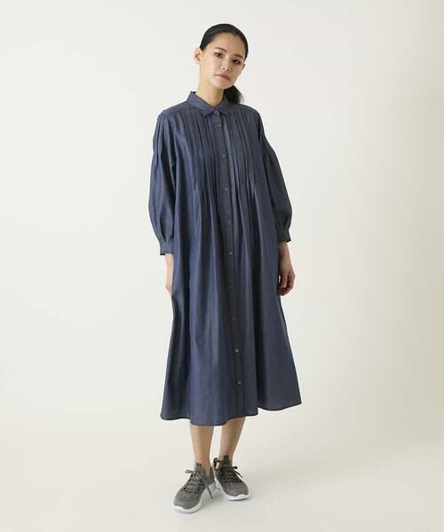 HIROKO BIS GRANDE / ヒロコビス グランデ ロング・マキシ丈ワンピース | 【大きいサイズ】ピンタックデザインダンガリーワンピース | 詳細10