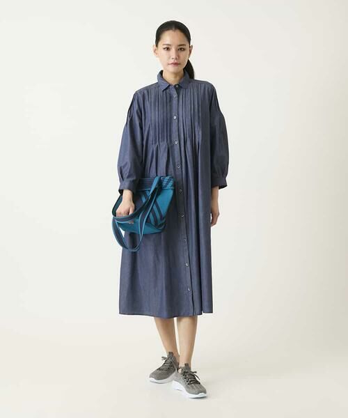 HIROKO BIS GRANDE / ヒロコビス グランデ ロング・マキシ丈ワンピース | 【大きいサイズ】ピンタックデザインダンガリーワンピース | 詳細11