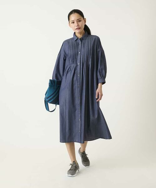 HIROKO BIS GRANDE / ヒロコビス グランデ ロング・マキシ丈ワンピース | 【大きいサイズ】ピンタックデザインダンガリーワンピース | 詳細12