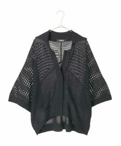 HIROKO BIS GRANDE / ヒロコビス グランデ カーディガン・ボレロ | 【大きいサイズ】ざっくりメッシュニットカーディガン