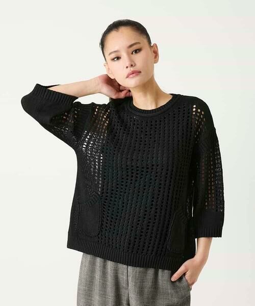 HIROKO BIS GRANDE / ヒロコビス グランデ ニット・セーター | 【大きいサイズ】ざっくりメッシュニットプルオーバー | 詳細18