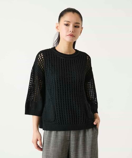 HIROKO BIS GRANDE / ヒロコビス グランデ ニット・セーター | 【大きいサイズ】ざっくりメッシュニットプルオーバー | 詳細7
