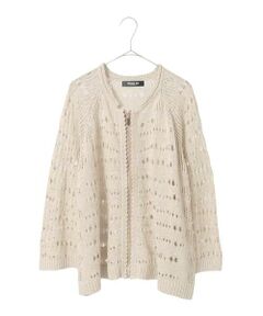 HIROKO BIS GRANDE / ヒロコビス グランデ カーディガン・ボレロ | 【大きいサイズ】ラメニットジップカーディガン