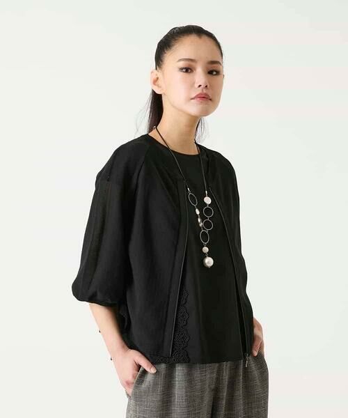 HIROKO BIS GRANDE / ヒロコビス グランデ カーディガン・ボレロ | 【大きいサイズ】リブポイントコンパクトニットカーディガン | 詳細7