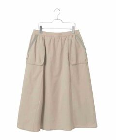 HIROKO BIS GRANDE / ヒロコビス グランデ ロング・マキシ丈スカート | 【大きいサイズ】リネンライクアウトポケットフレアスカート