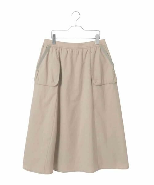 HIROKO BIS GRANDE / ヒロコビス グランデ ロング・マキシ丈スカート | 【大きいサイズ】リネンライクアウトポケットフレアスカート（ベージュ）