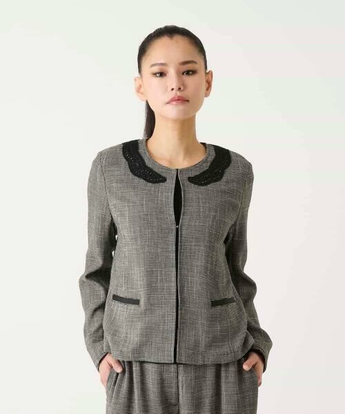 HIROKO BIS GRANDE / ヒロコビス グランデ ノーカラージャケット | 【大きいサイズ】ツイーディーメッシュコンパクトジャケット | 詳細6