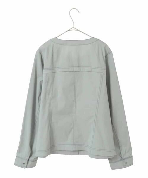 HIROKO BIS GRANDE / ヒロコビス グランデ ノーカラージャケット | 【大きいサイズ】リネンライクショートジャケット | 詳細1