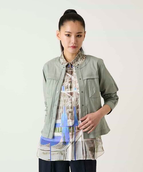 HIROKO BIS GRANDE / ヒロコビス グランデ ノーカラージャケット | 【大きいサイズ】リネンライクショートジャケット | 詳細14