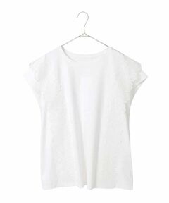 HIROKO BIS GRANDE / ヒロコビス グランデ カットソー | 【大きいサイズ】サイドレースフレンチスリーブカットソー