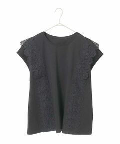 HIROKO BIS GRANDE / ヒロコビス グランデ カットソー | 【大きいサイズ】サイドレースフレンチスリーブカットソー