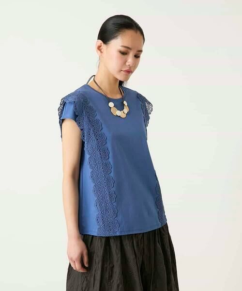 HIROKO BIS GRANDE / ヒロコビス グランデ カットソー | 【大きいサイズ】サイドレースフレンチスリーブカットソー | 詳細11