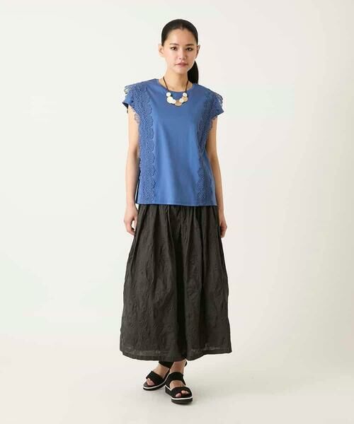 HIROKO BIS GRANDE / ヒロコビス グランデ カットソー | 【大きいサイズ】サイドレースフレンチスリーブカットソー | 詳細12